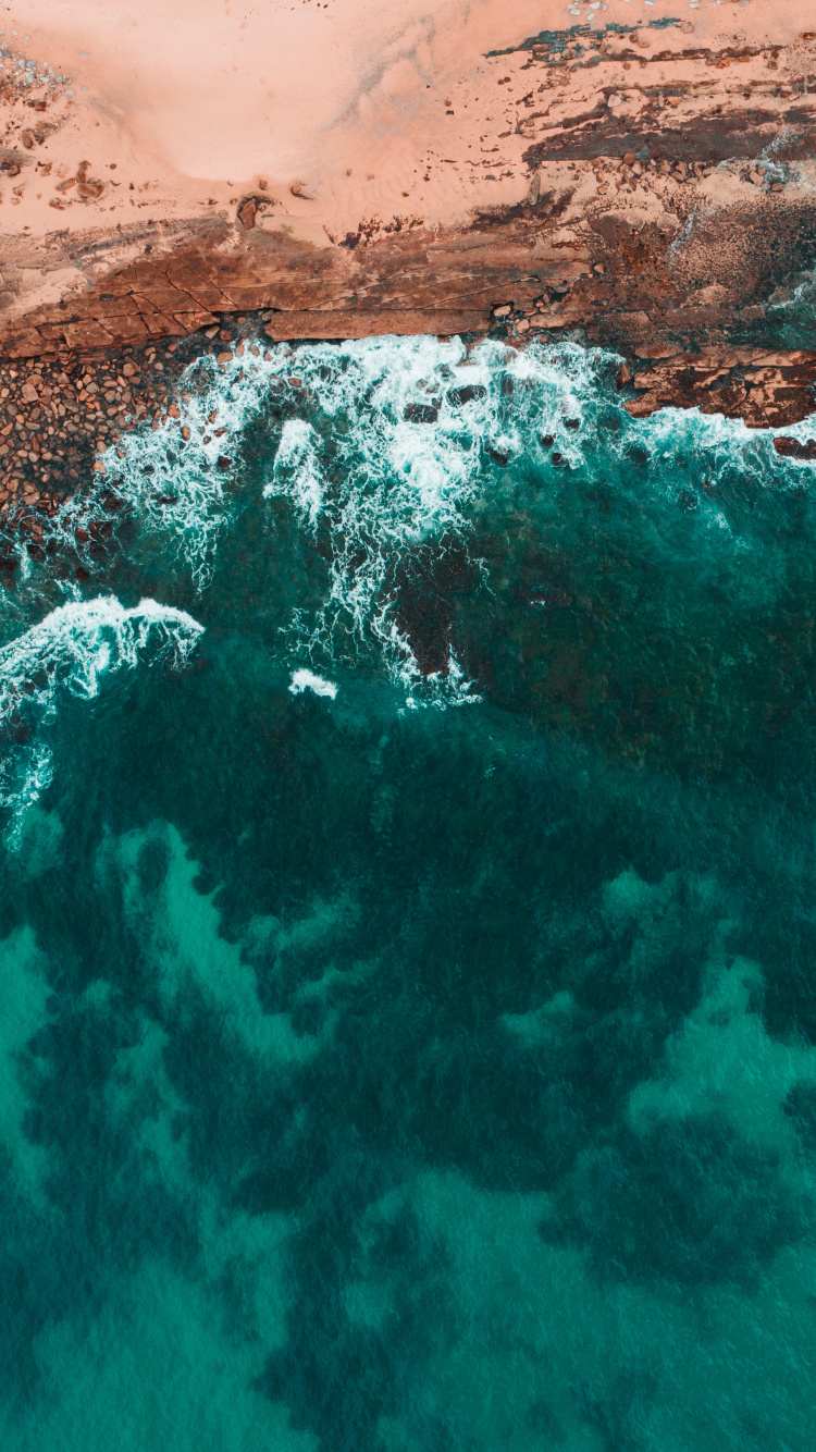Water, Rock, Blue, Beach, Coast. Wallpaper in 750x1334 Resolution