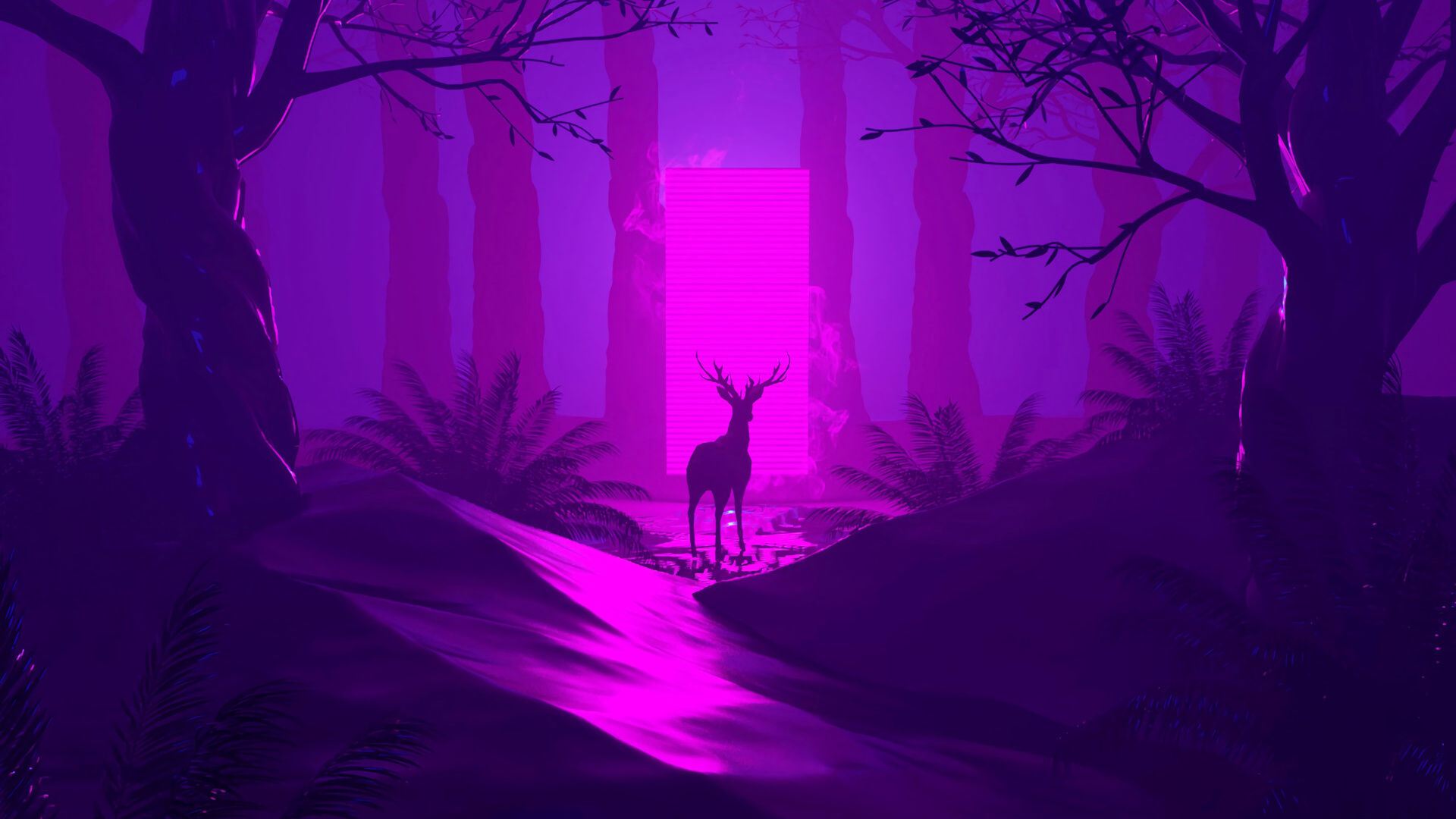 Kahle Bäume im Wald Während Der Nacht. Wallpaper in 1920x1080 Resolution