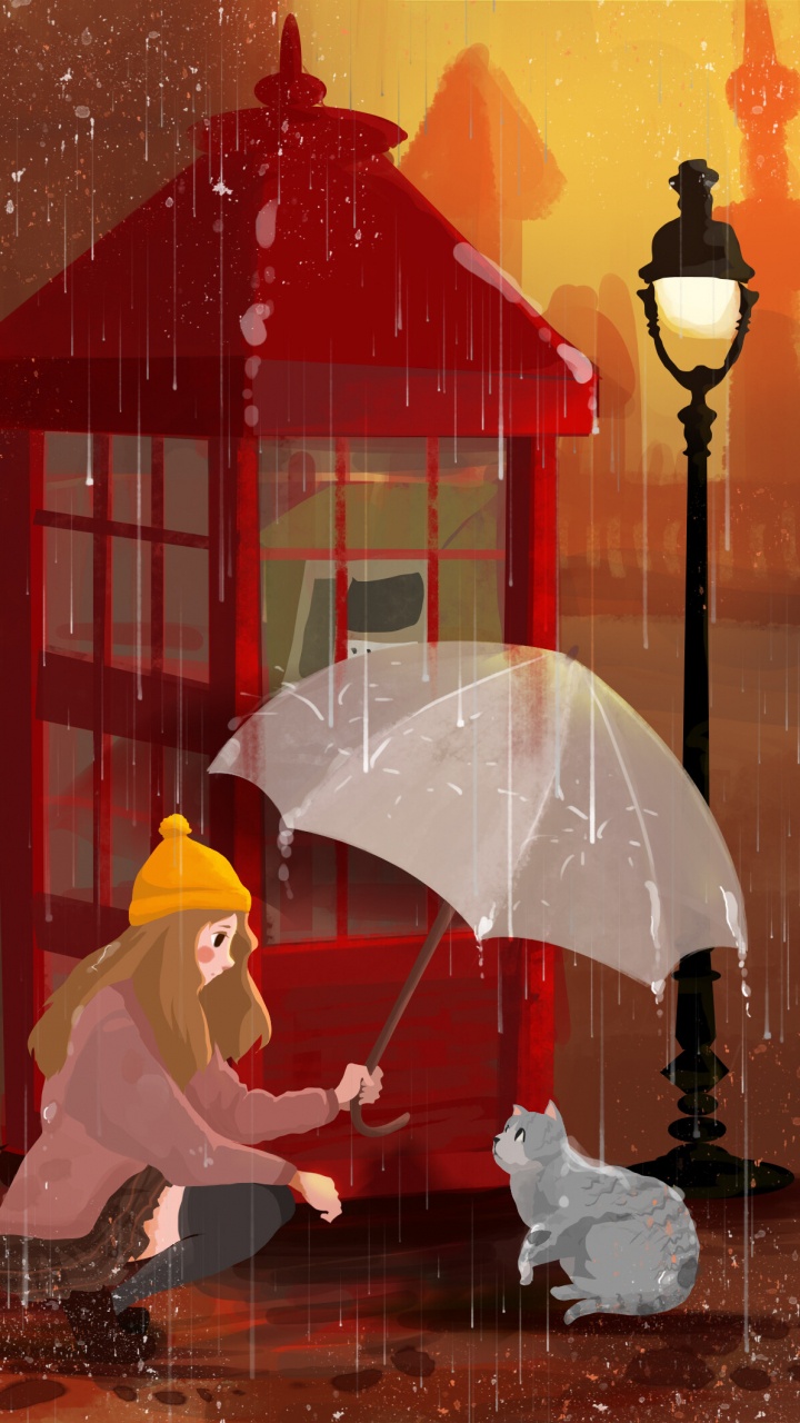 Person in Yellow Hoodie Holding Umbrella. Wallpaper in 720x1280 Resolution