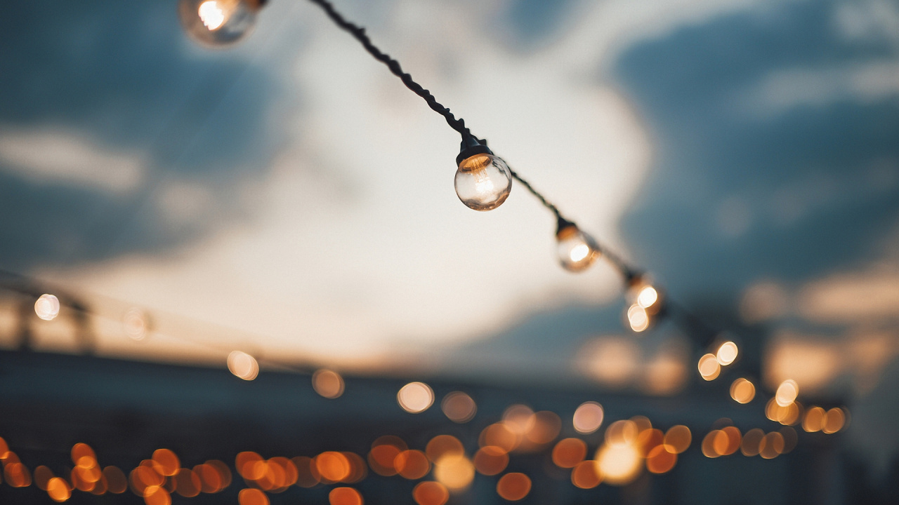 Girlande, Glühlampe, Street Light, Led-Lampe, Licht. Wallpaper in 1280x720 Resolution