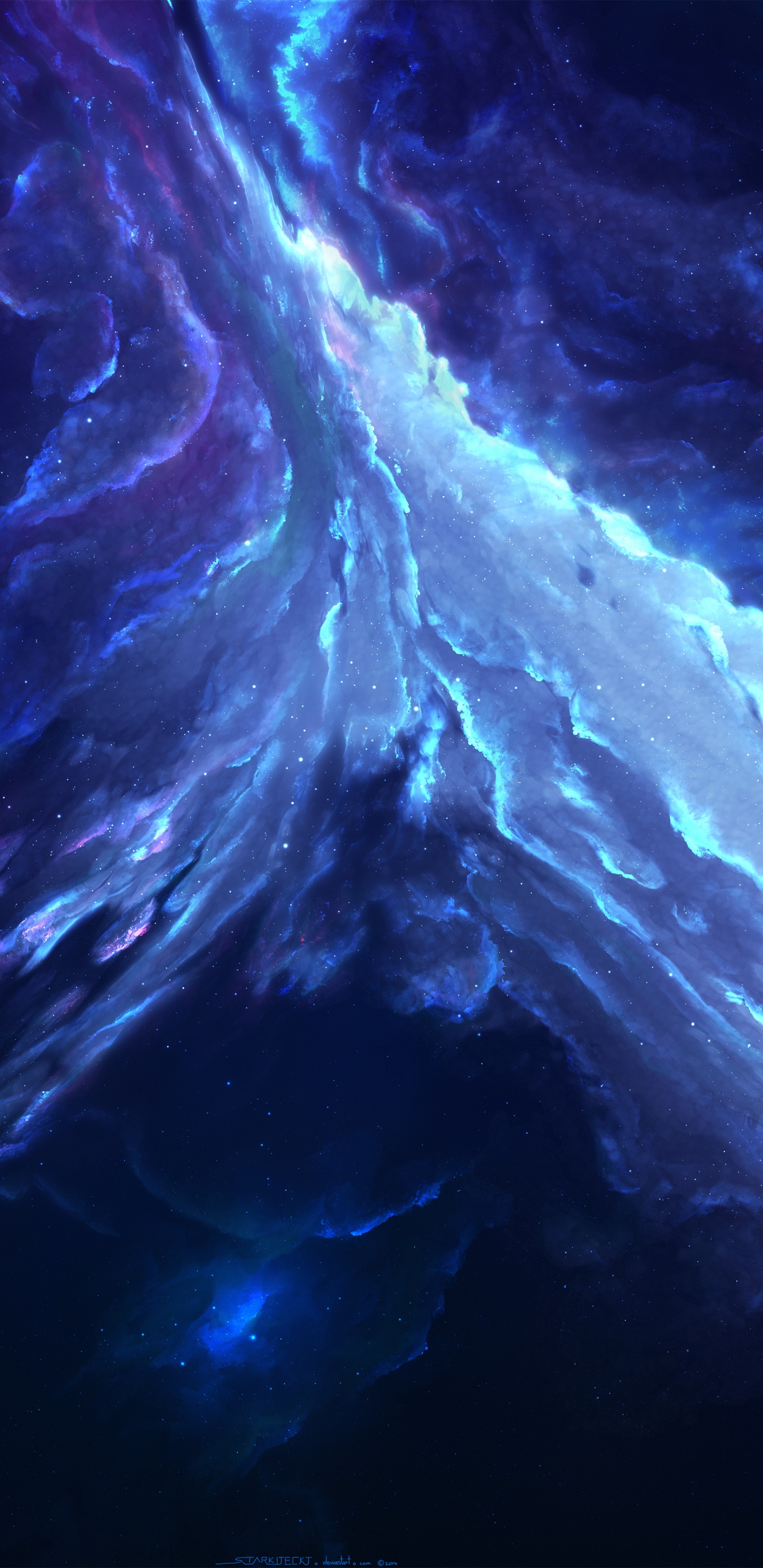 Blaue Und Weiße Abstrakte Malerei. Wallpaper in 1440x2960 Resolution