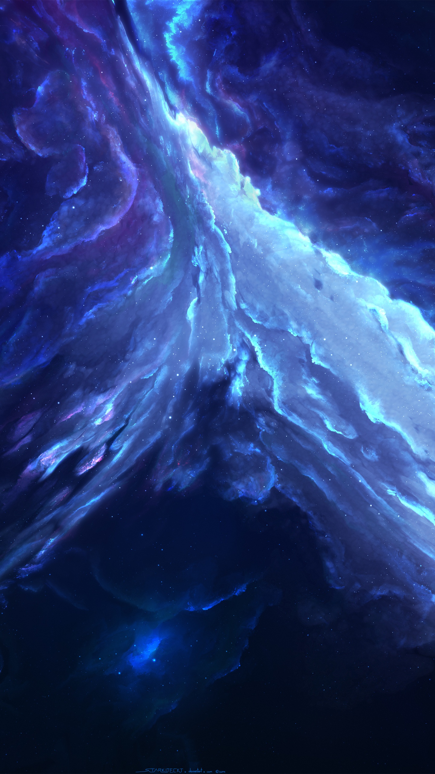 Peinture Abstraite Bleue et Blanche. Wallpaper in 1440x2560 Resolution