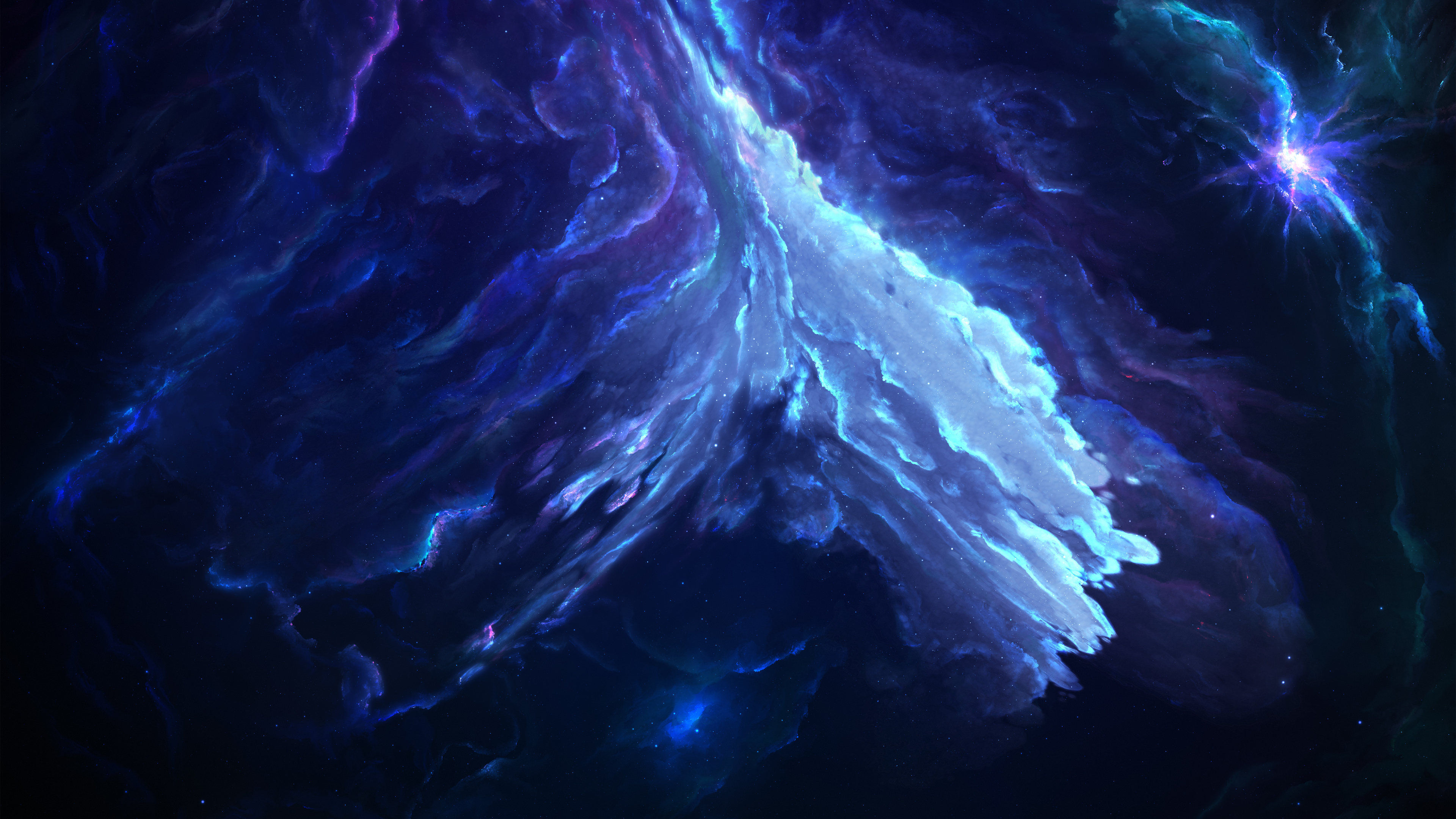 Peinture Abstraite Bleue et Blanche. Wallpaper in 3840x2160 Resolution