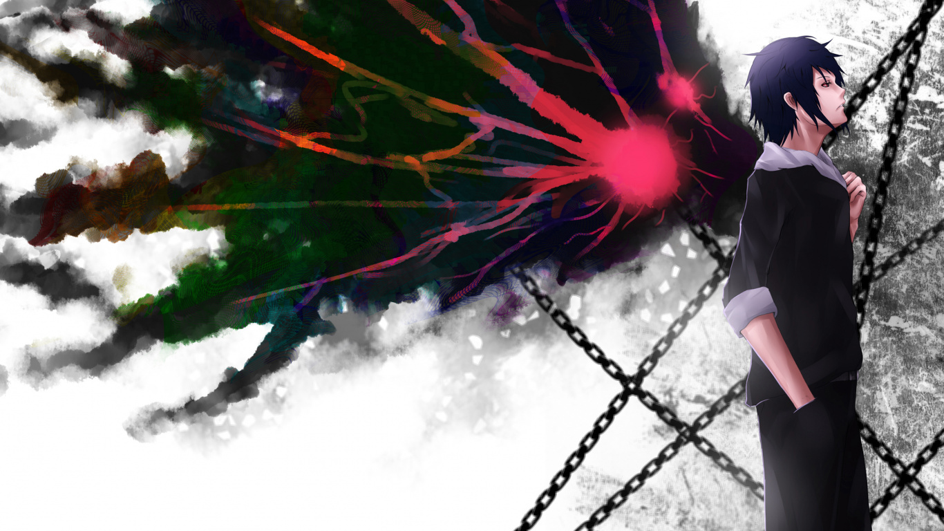 Blue Red and White Abstract Painting. Wallpaper in 1366x768 Resolution