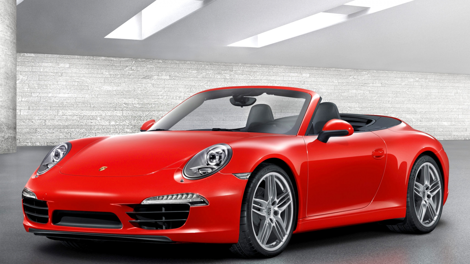 Roter Ferrari 458 Italia Auf Grauem Bürgersteig Geparkt. Wallpaper in 1920x1080 Resolution