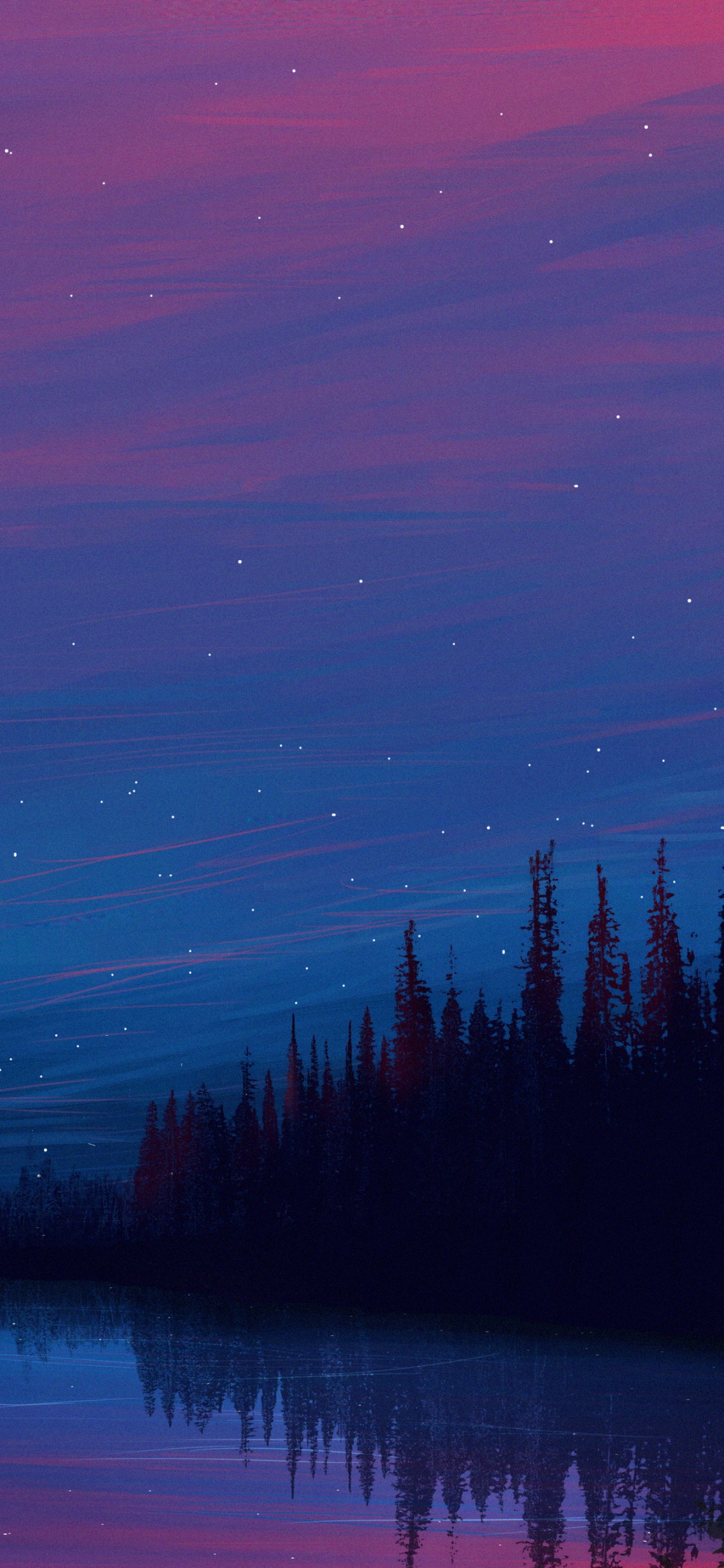 Night, Nature, Blue, Moon, Purple. Wallpaper in 1125x2436 Resolution