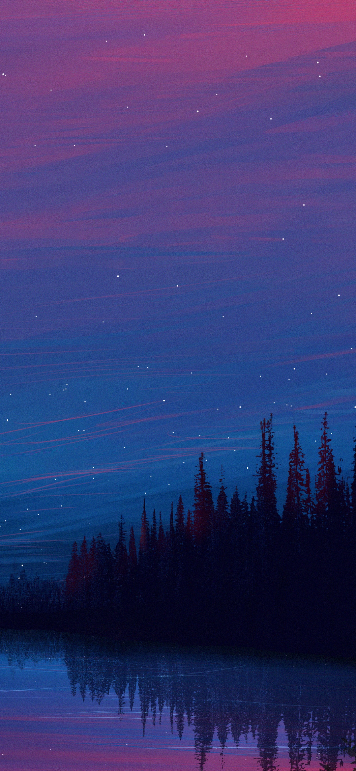 Night, Nature, Blue, Moon, Purple. Wallpaper in 1242x2688 Resolution