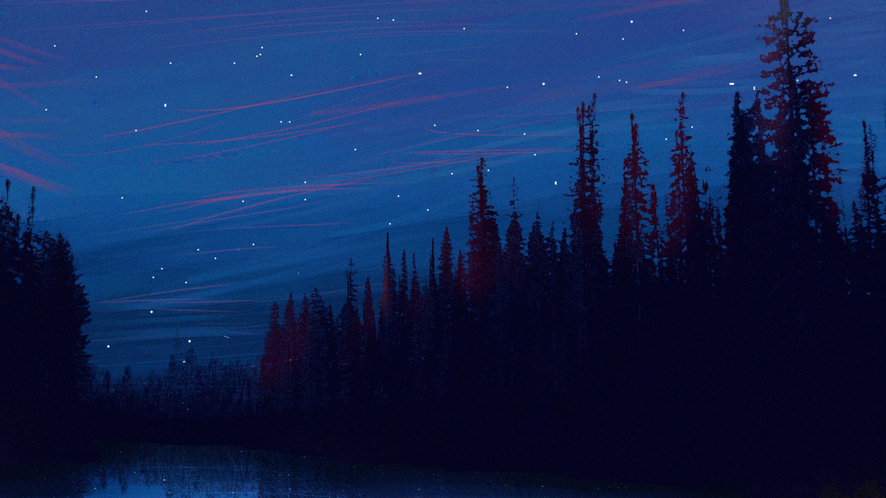 Night, Nature, Blue, Moon, Purple. Wallpaper in 1280x720 Resolution