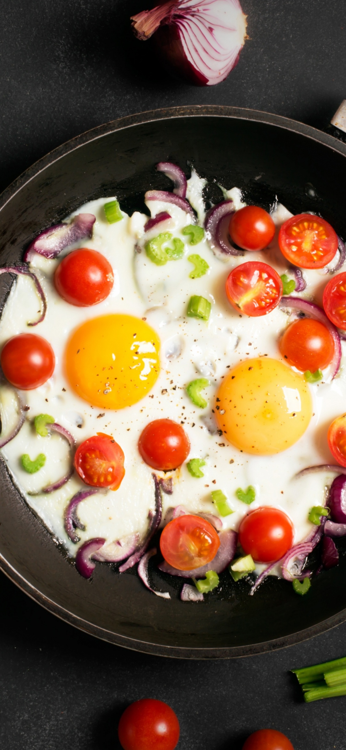 Egg Food, Scrambled Eggs, Omelette, Egg, Fried Egg. Wallpaper in 1125x2436 Resolution