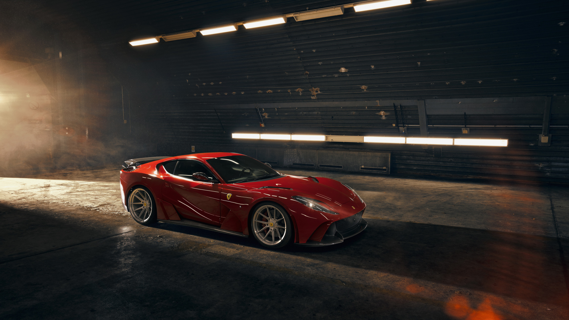 Red Ferrari 458 Italia Parked on Parking Lot. Wallpaper in 1920x1080 Resolution