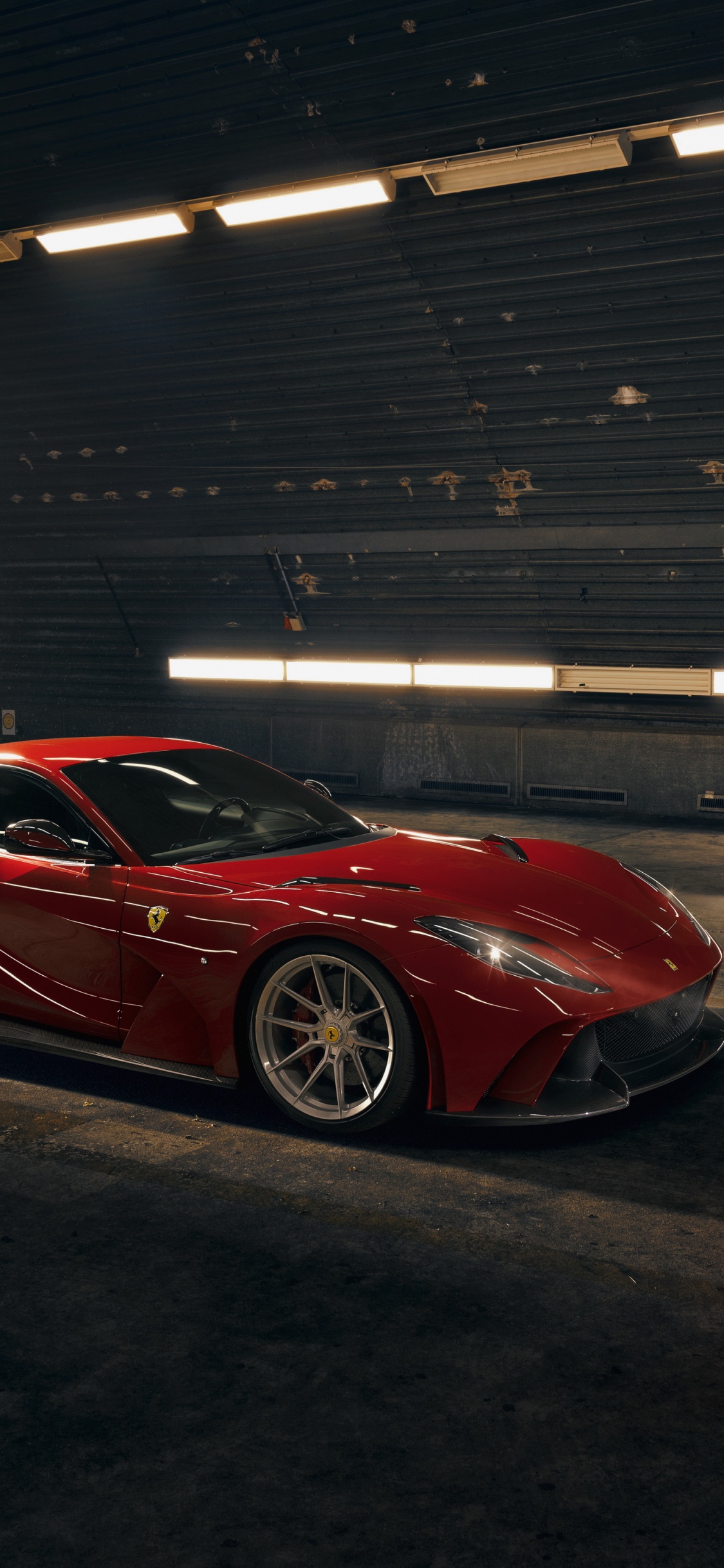 Roter Ferrari 458 Italia Auf Parkplatz Geparkt. Wallpaper in 1125x2436 Resolution