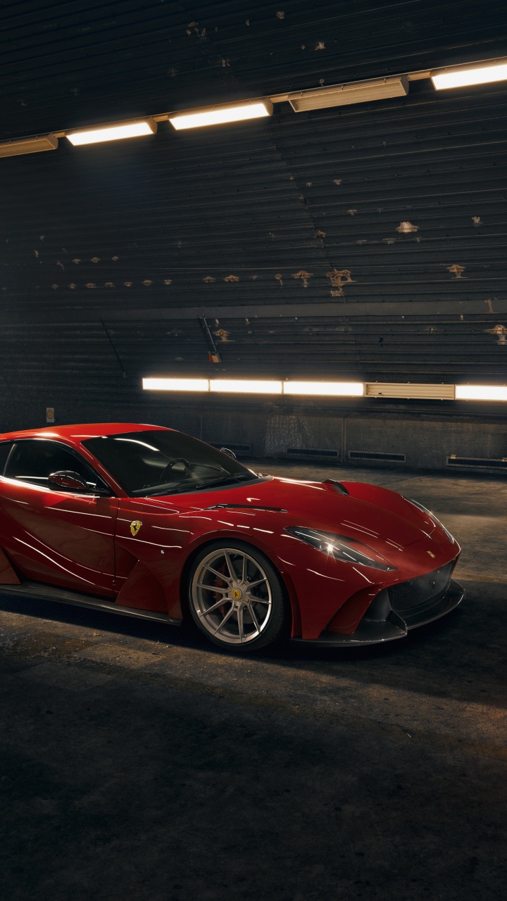 Roter Ferrari 458 Italia Auf Parkplatz Geparkt. Wallpaper in 720x1280 Resolution