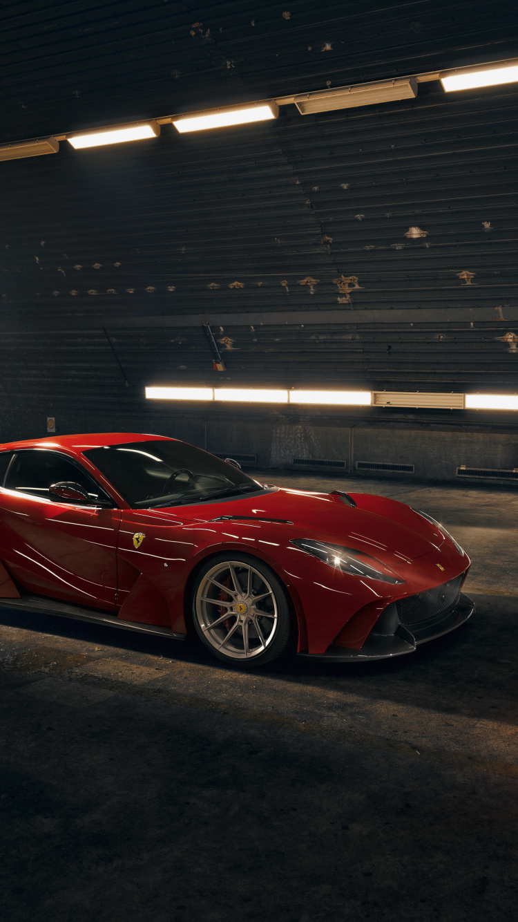 Roter Ferrari 458 Italia Auf Parkplatz Geparkt. Wallpaper in 750x1334 Resolution