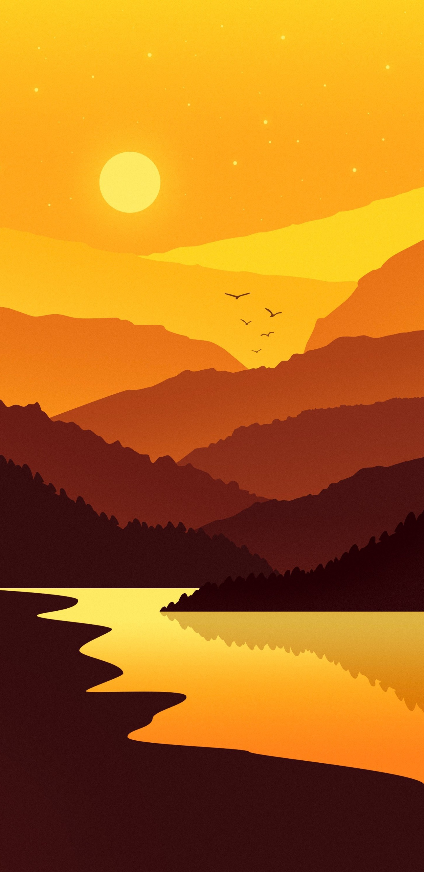 Agua, Montaña, Ambiente, Afterglow, Luz. Wallpaper in 1440x2960 Resolution