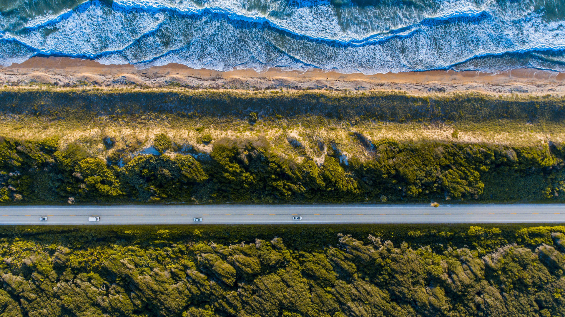 Luftaufnahme Der Geraden Straße, Birds Eye View, Road, Wasserressourcen, Ökoregion. Wallpaper in 1920x1080 Resolution