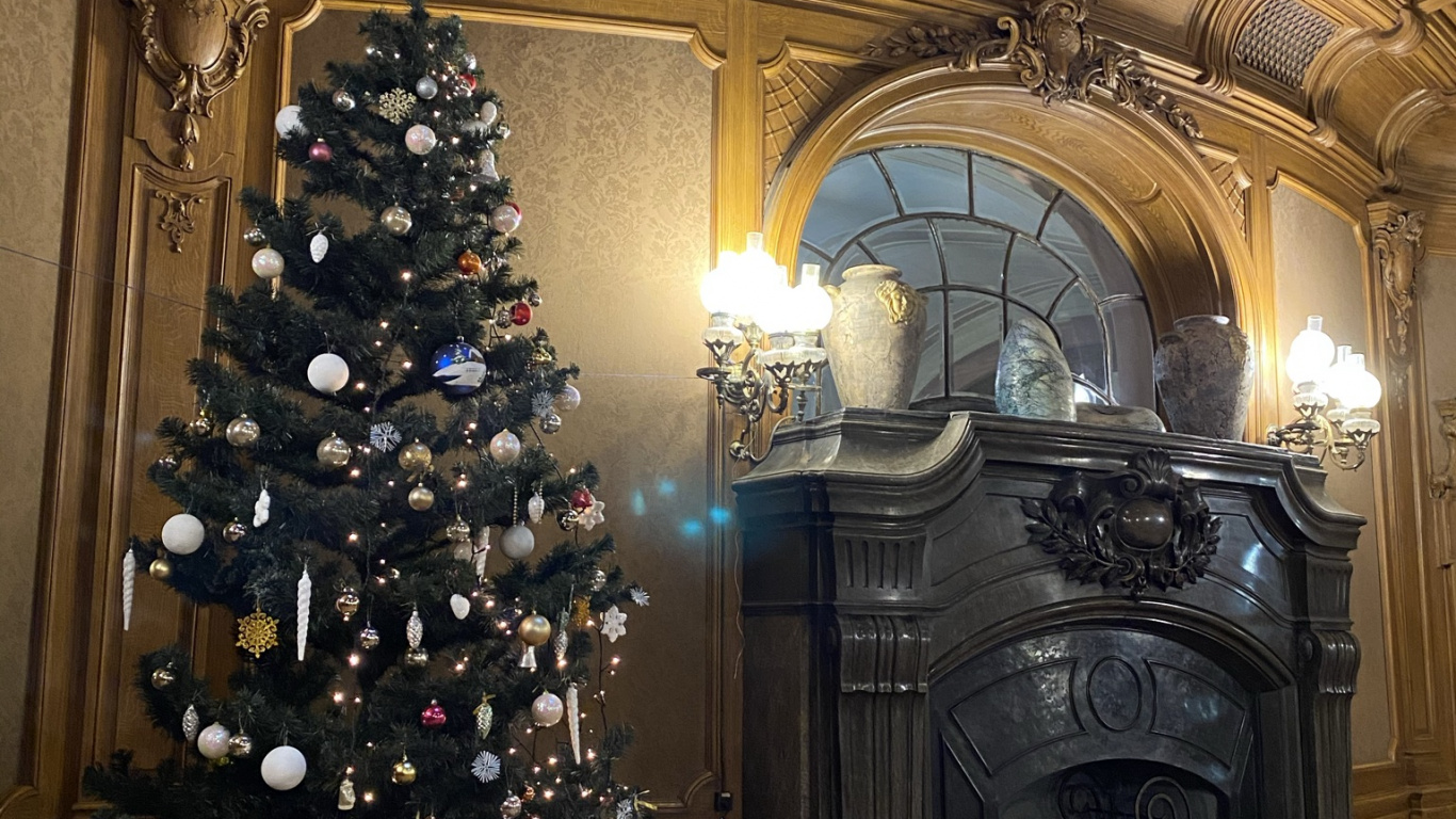 Weihnachtsbaum, Weihnachten, Etage, Innenarchitektur, Bodenbelag. Wallpaper in 1366x768 Resolution