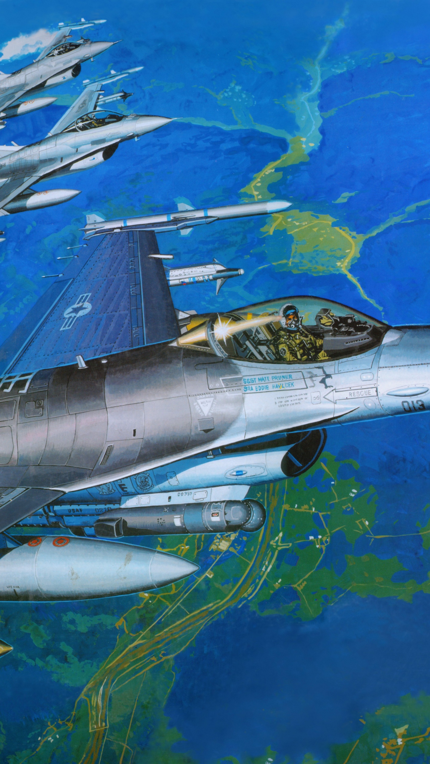 Avion à Réaction Blanc et Noir Survolant le Ciel Vert et Bleu Pendant la Journée. Wallpaper in 1440x2560 Resolution
