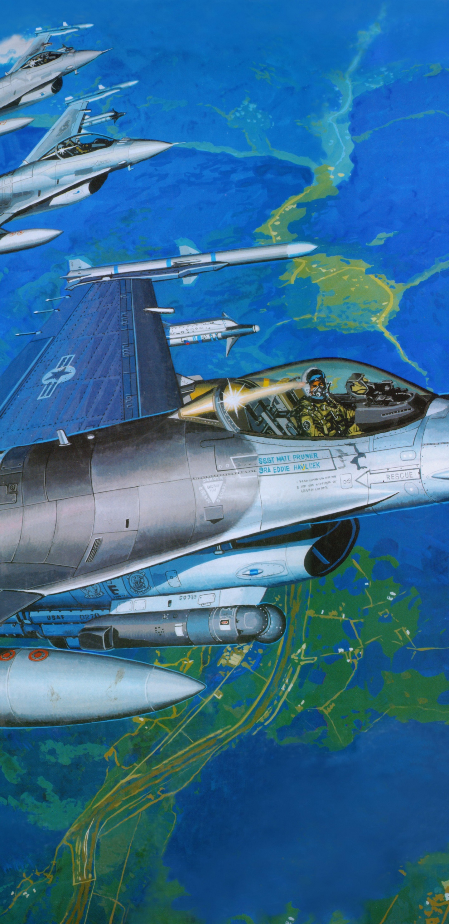 Avion à Réaction Blanc et Noir Survolant le Ciel Vert et Bleu Pendant la Journée. Wallpaper in 1440x2960 Resolution