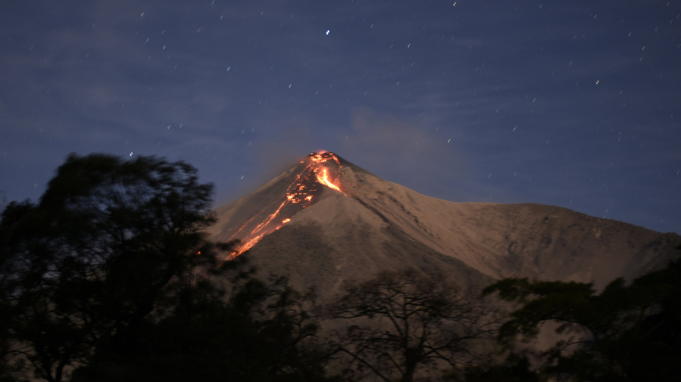 Brown Mountain Under Blue Sky During Night Time. Wallpaper in 1366x768 Resolution