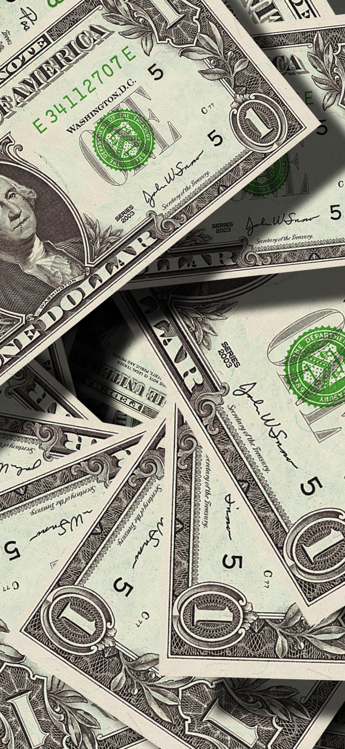 1 Billet D'un Dollar Américain. Wallpaper in 1125x2436 Resolution