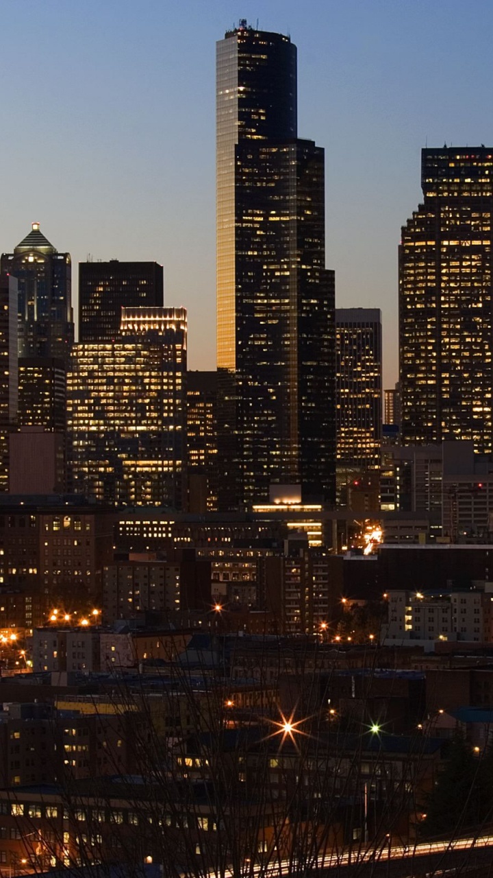 City Buildings During Night Time. Wallpaper in 720x1280 Resolution