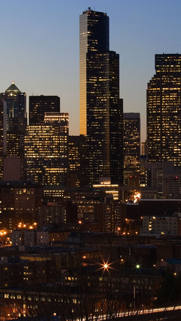 City Buildings During Night Time. Wallpaper in 750x1334 Resolution