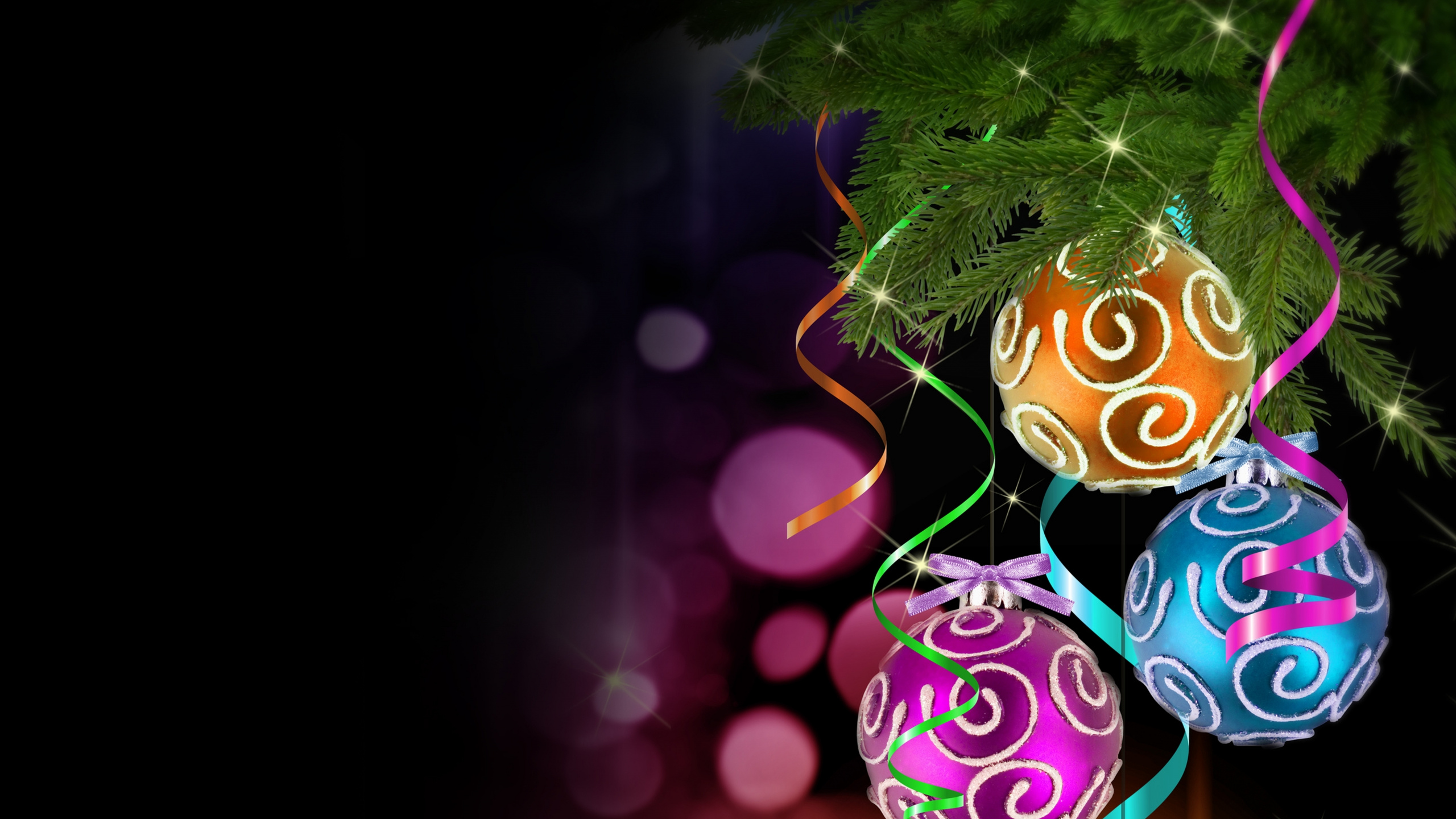 Weihnachten, Christmas Ornament, Licht, Pink, Purpur. Wallpaper in 2560x1440 Resolution