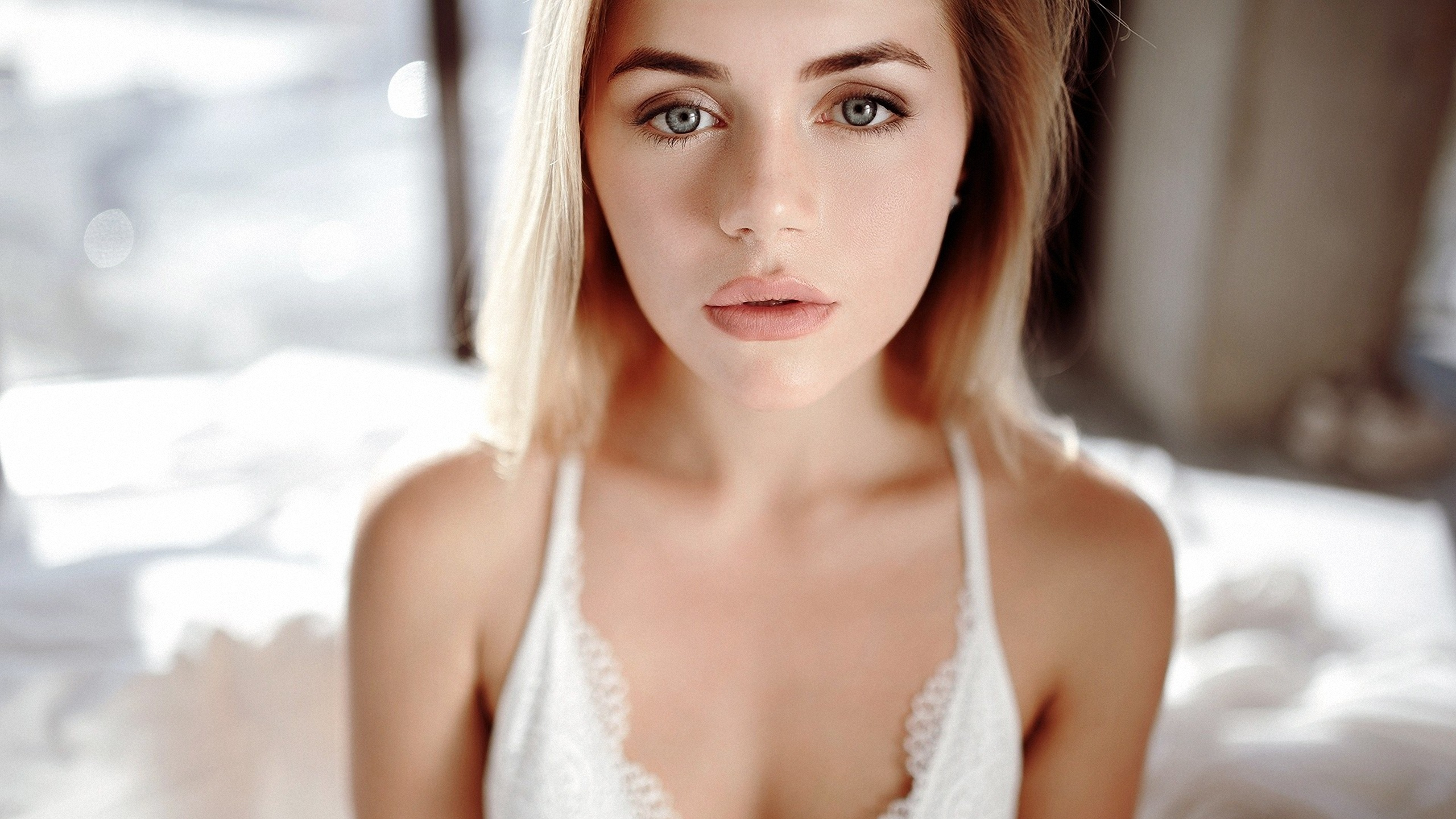 Portrait, Blonde, Haar, Gesicht, Schönheit. Wallpaper in 2560x1440 Resolution