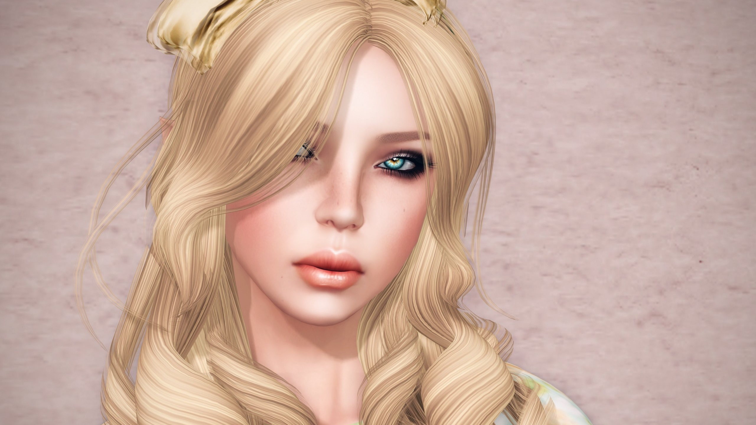 Blond, Graphics, Face, Head Hair, Cheek. Wallpaper in 2560x1440 Resolution