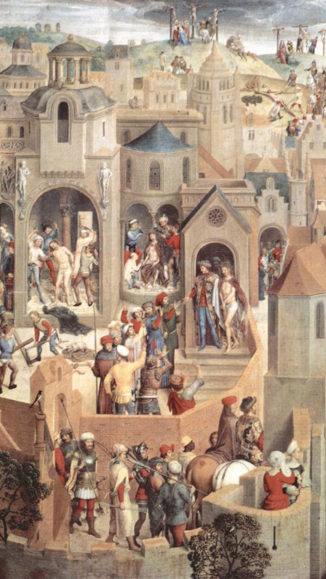 People in a City Painting. Wallpaper in 1080x1920 Resolution