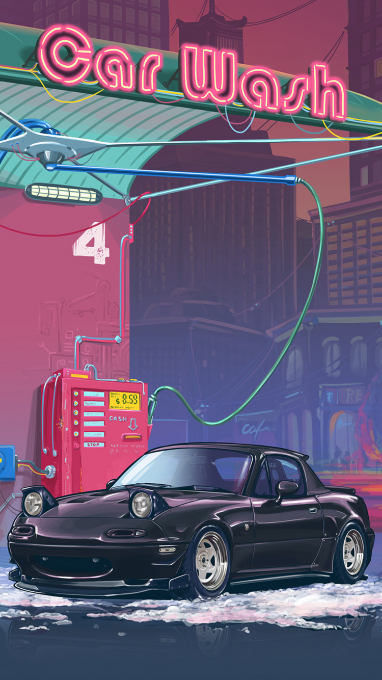 Poster, Mazda MX-5, Car, Illustration, Kunst. Wallpaper in 750x1334 Resolution