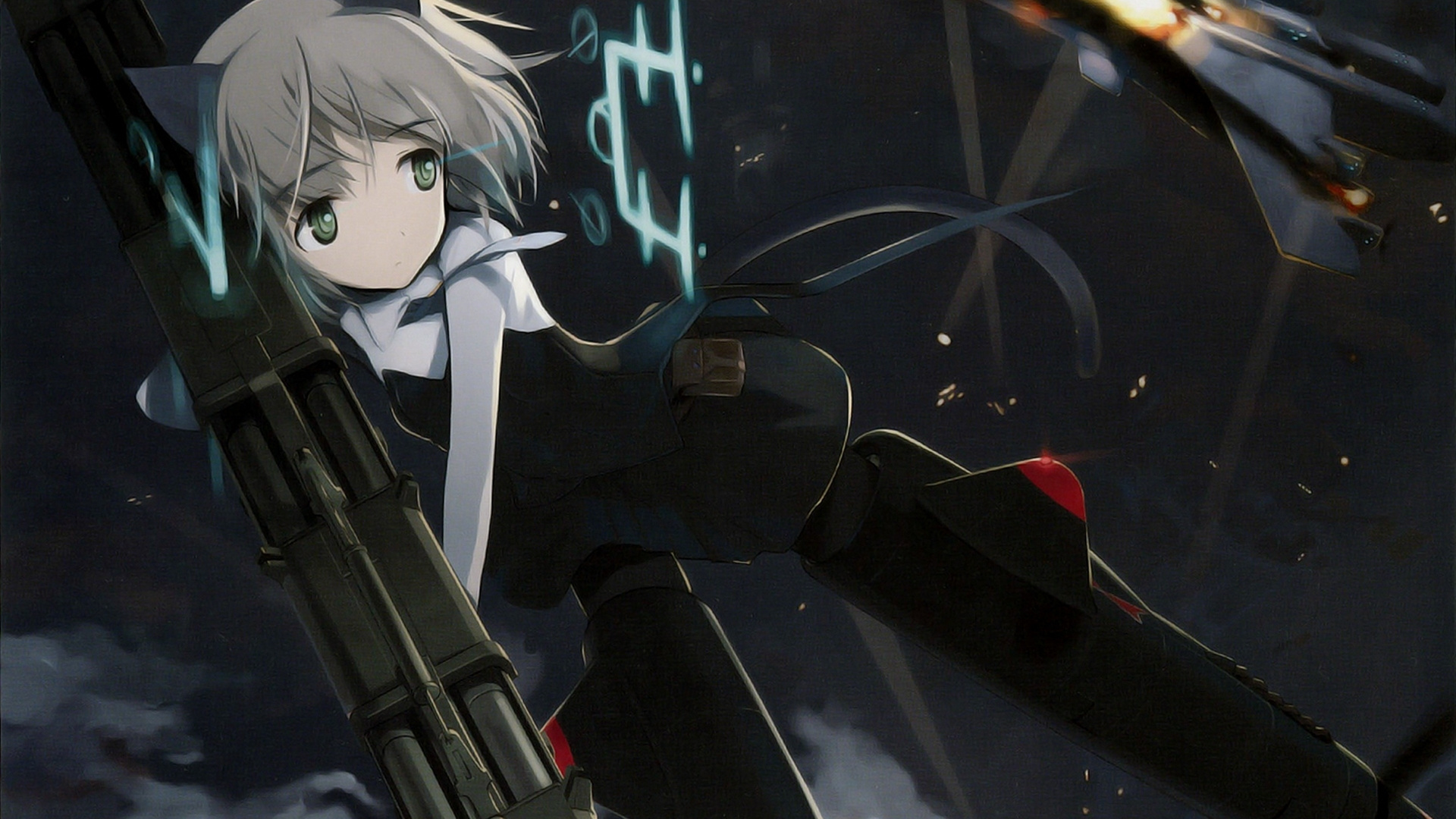 Personaje de Anime Masculino de Pelo Blanco Con Rifle Negro. Wallpaper in 1920x1080 Resolution