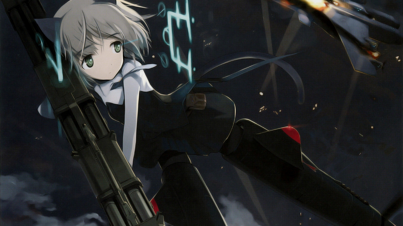 Weißhaariger Männlicher Anime-Charakter Mit Schwarzem Gewehr Black. Wallpaper in 1366x768 Resolution