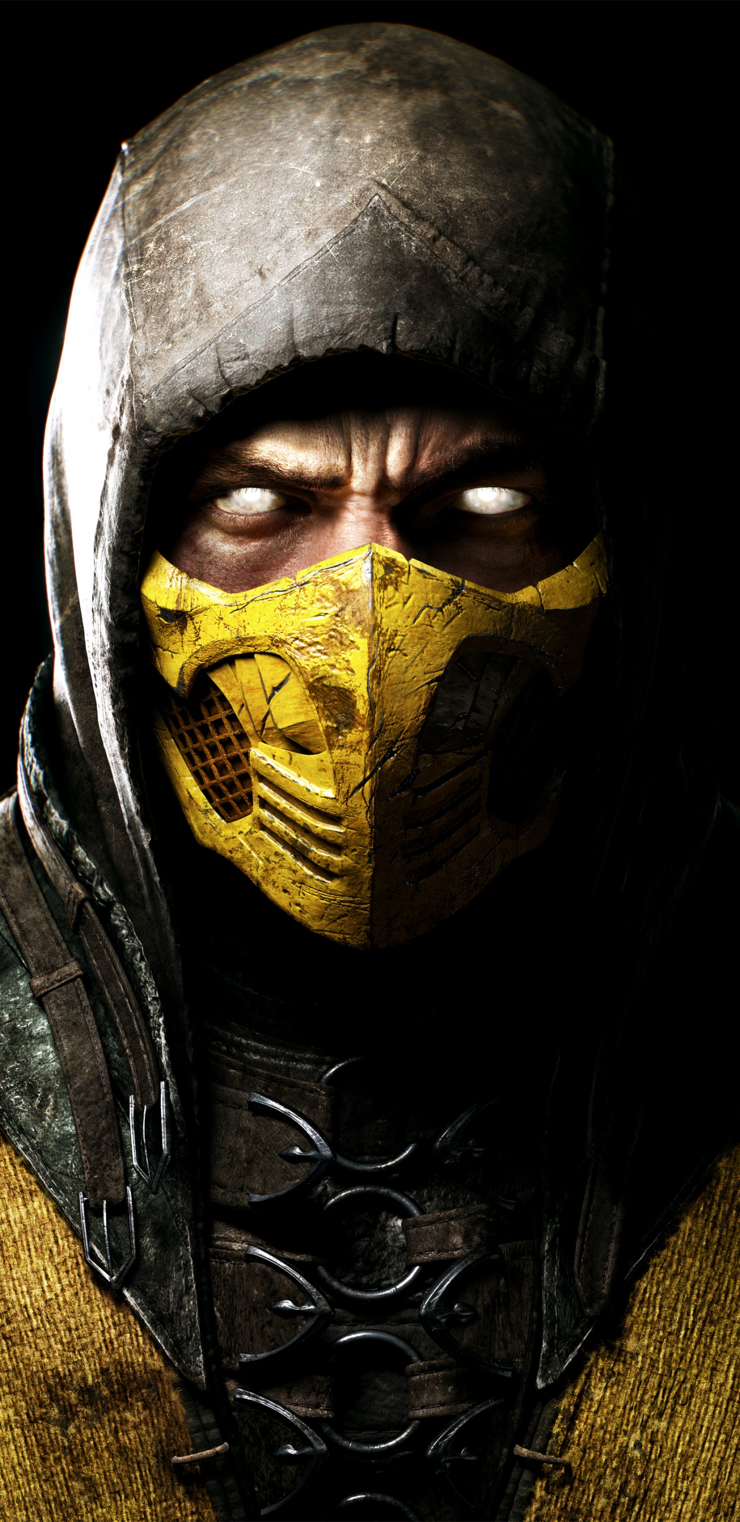 Mortal Kombat x, Scorpion, Jaune, L'homme, Obscurité. Wallpaper in 1440x2960 Resolution