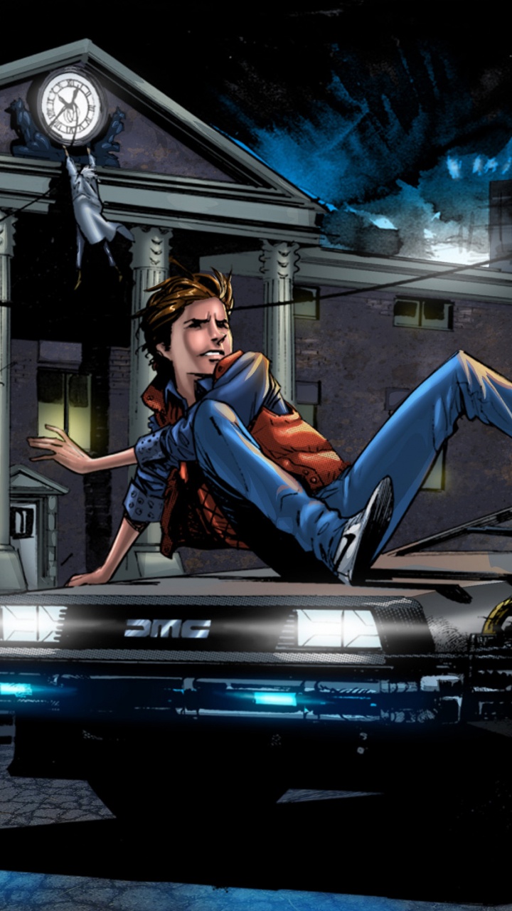 Mann in Blauer Jacke Sitzt Auf Schwarzem Auto. Wallpaper in 720x1280 Resolution