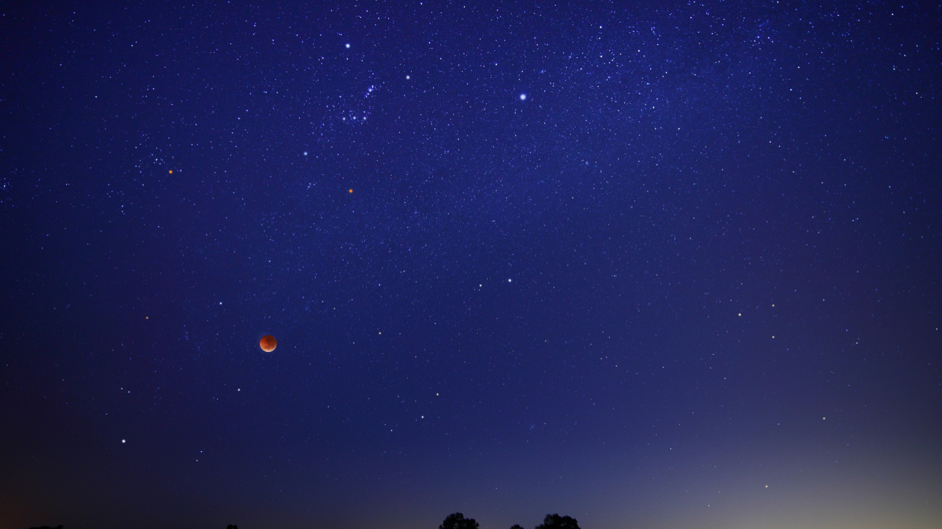 Silhouette Von Menschen Unter Sternennacht. Wallpaper in 1366x768 Resolution