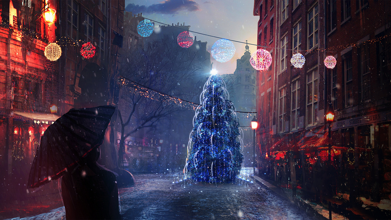 Christmas Day, Light, Street, Urban Area, City. Wallpaper in 1280x720 Resolution