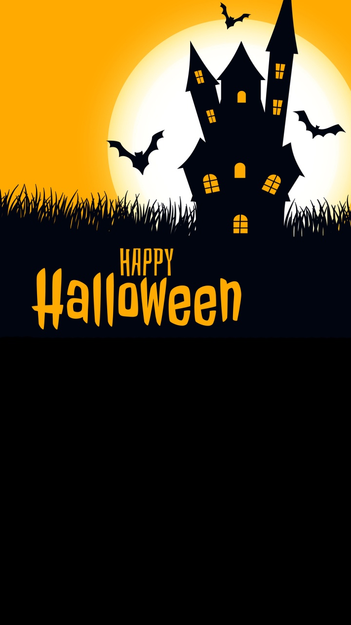 Spukhaus Halloween-Karte, Halloween-Karte, Spukhaus, Vektor-Grafiken, Grußkarte. Wallpaper in 720x1280 Resolution