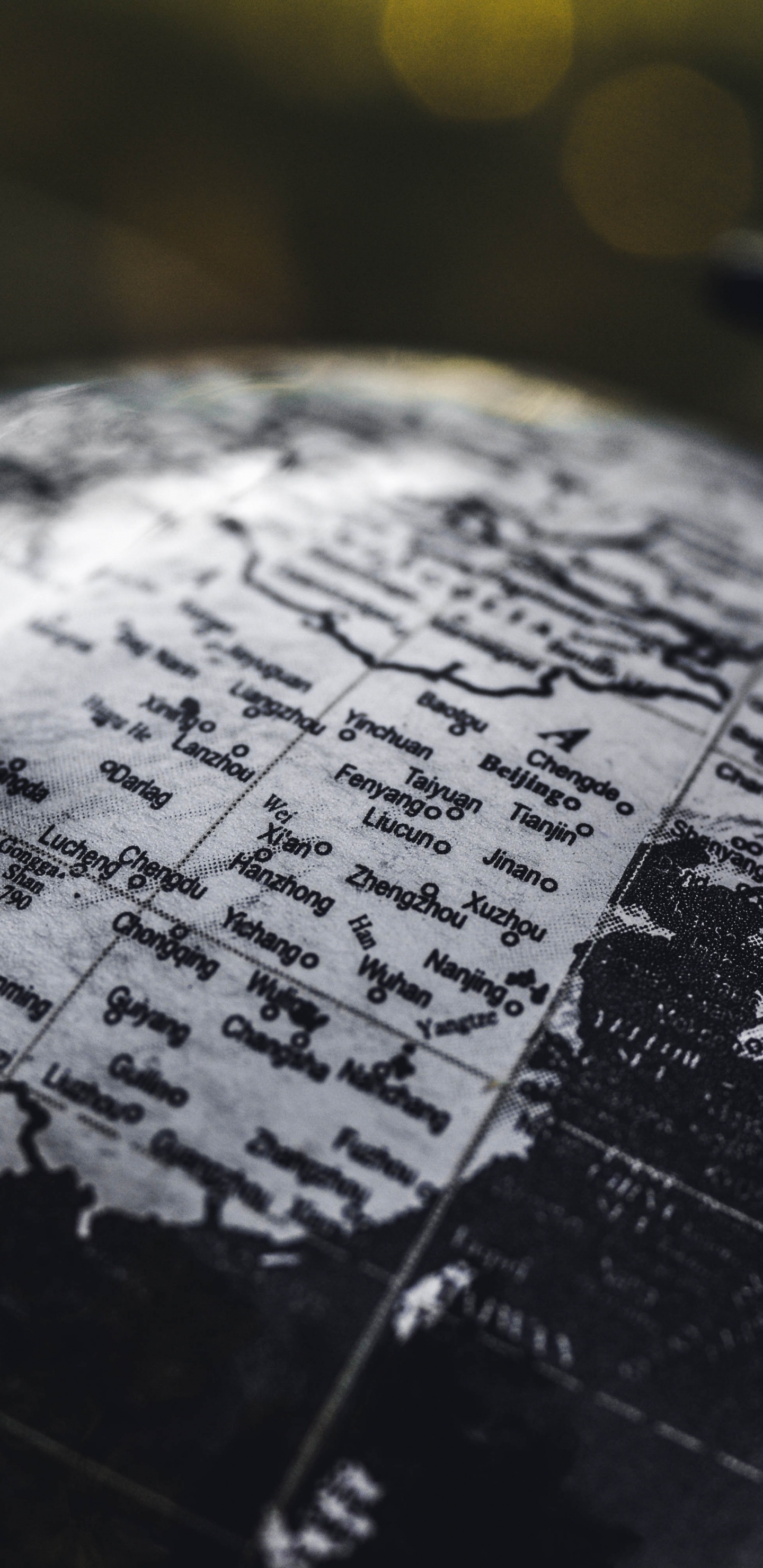 Schwarz-Weiß-Globus in Nahaufnahme. Wallpaper in 1440x2960 Resolution