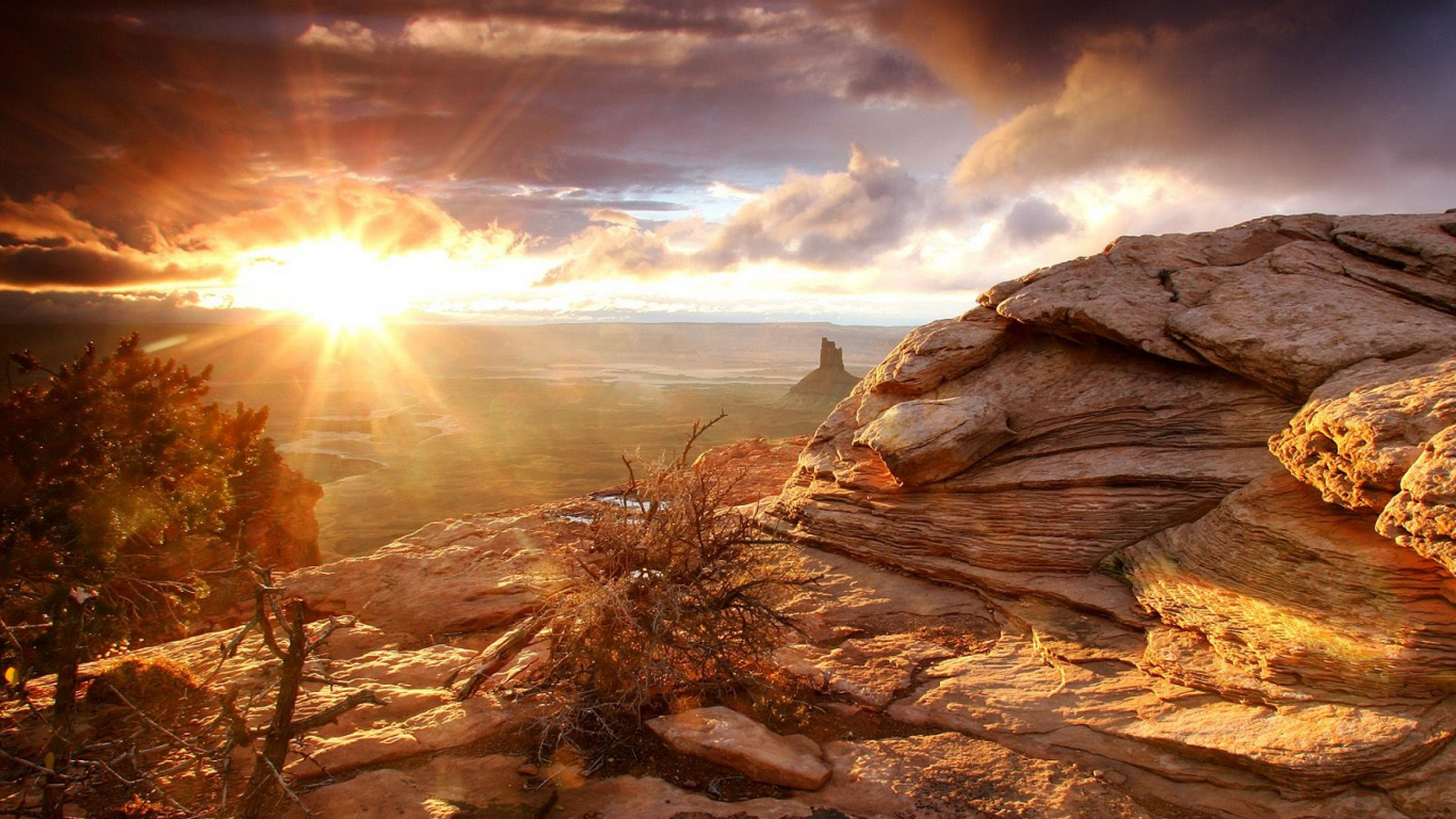 Brown Grass on Brown Rock Formation During Daytime. Wallpaper in 1366x768 Resolution