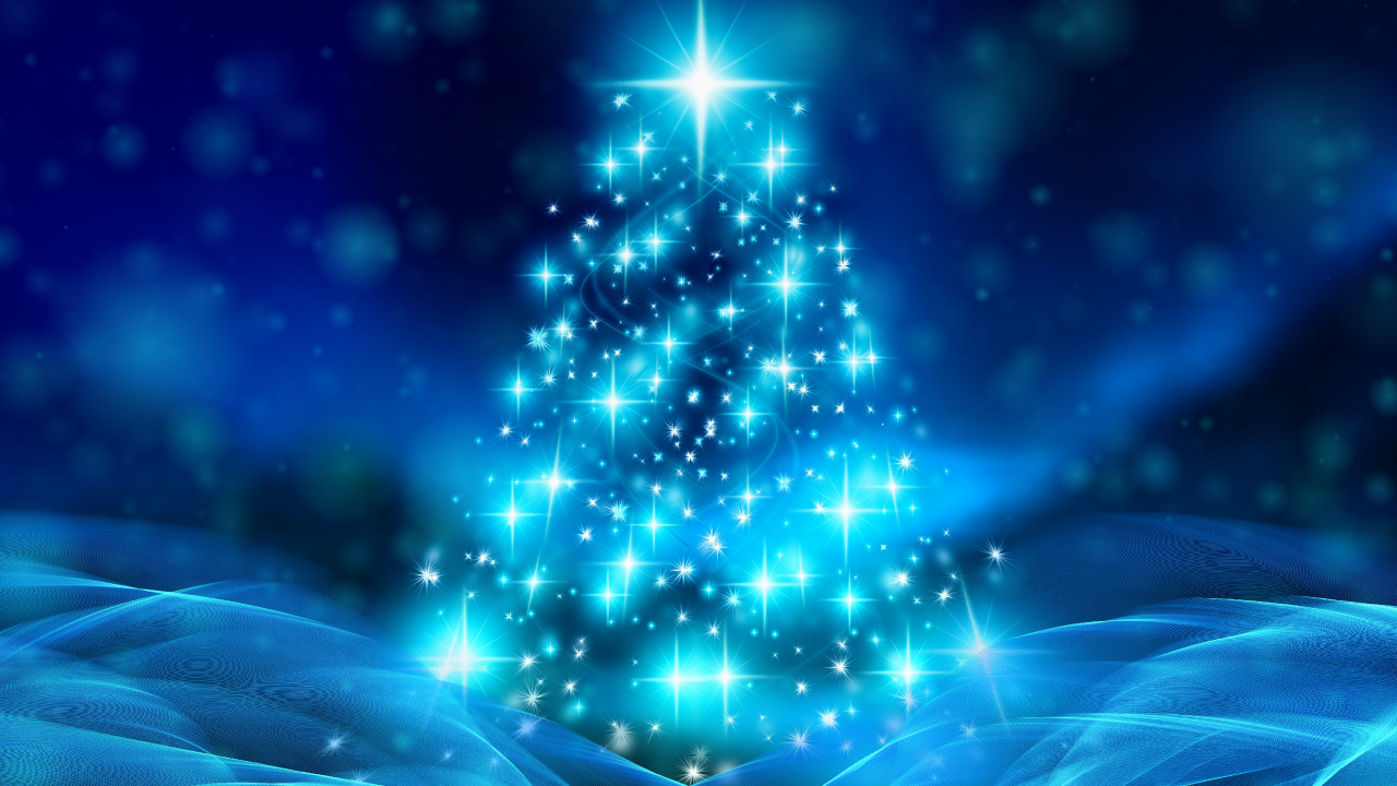 Weihnachten, Weihnachtsbaum, Weihnachtsdekoration, Blau, Baum. Wallpaper in 1280x720 Resolution