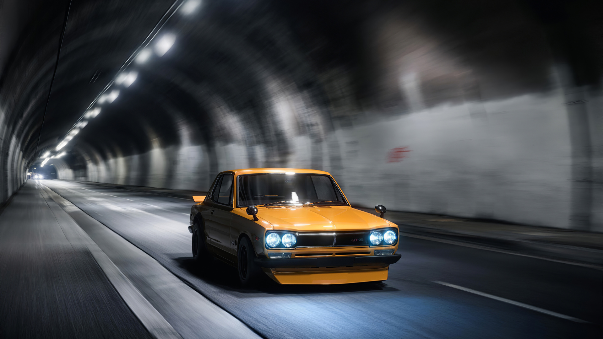 Chevrolet Camaro Jaune Sur Route. Wallpaper in 1920x1080 Resolution