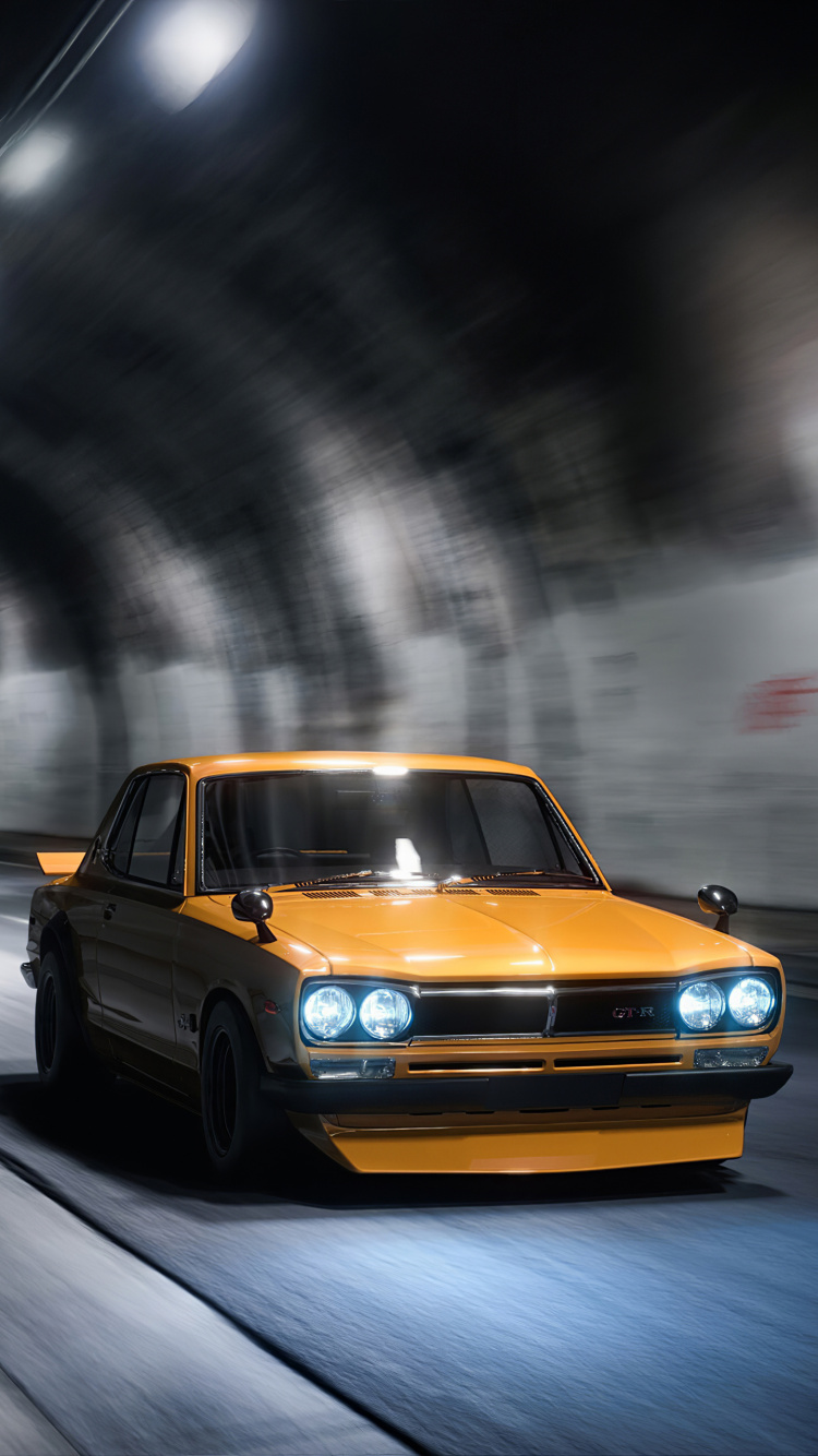 Chevrolet Camaro Jaune Sur Route. Wallpaper in 750x1334 Resolution