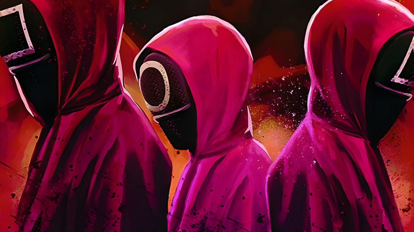 Squid Game, 电视, 外套, 套, 紫色的 壁纸 1366x768 允许