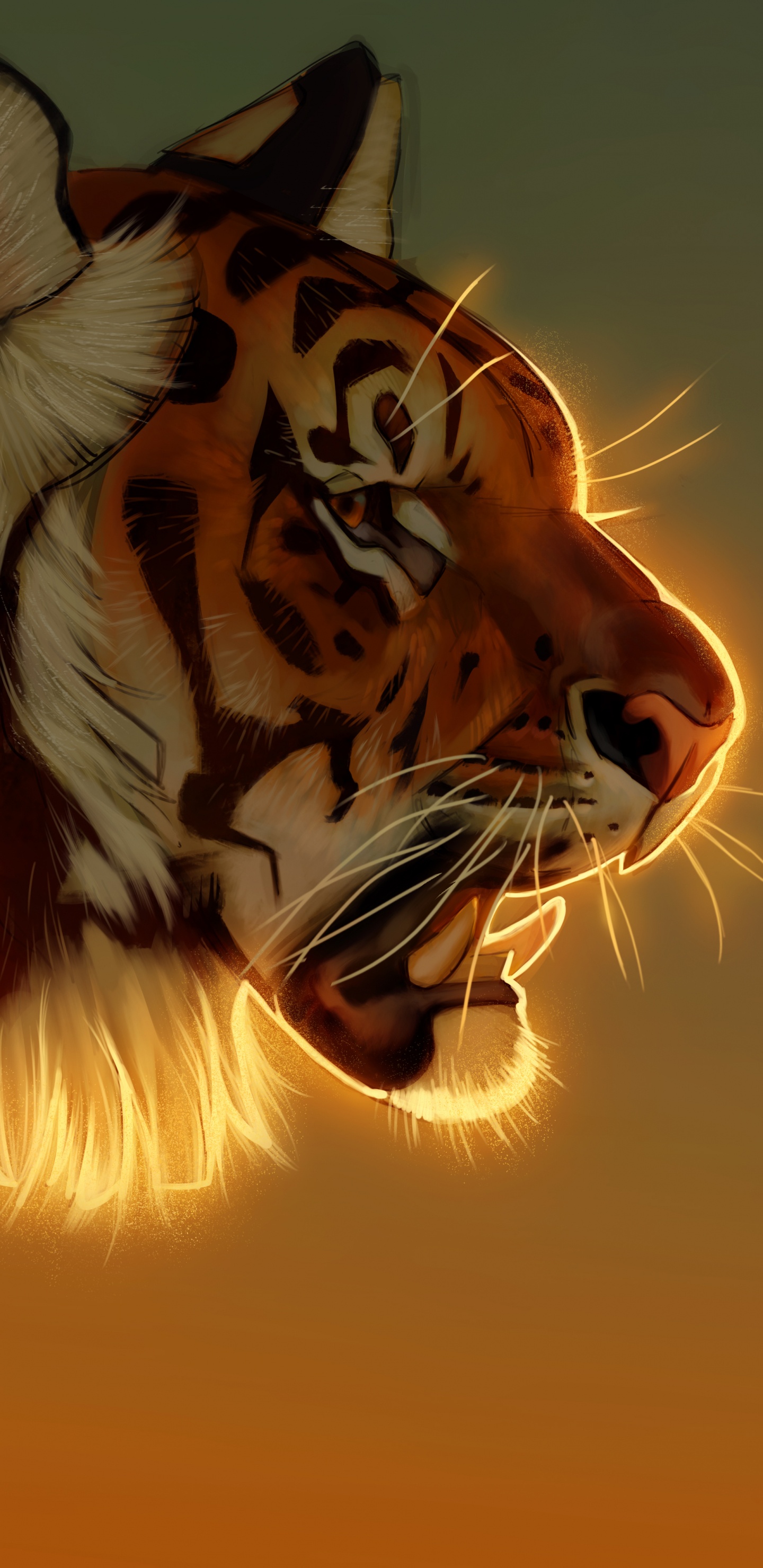 Tigre Con Fondo Naranja Claro. Wallpaper in 1440x2960 Resolution