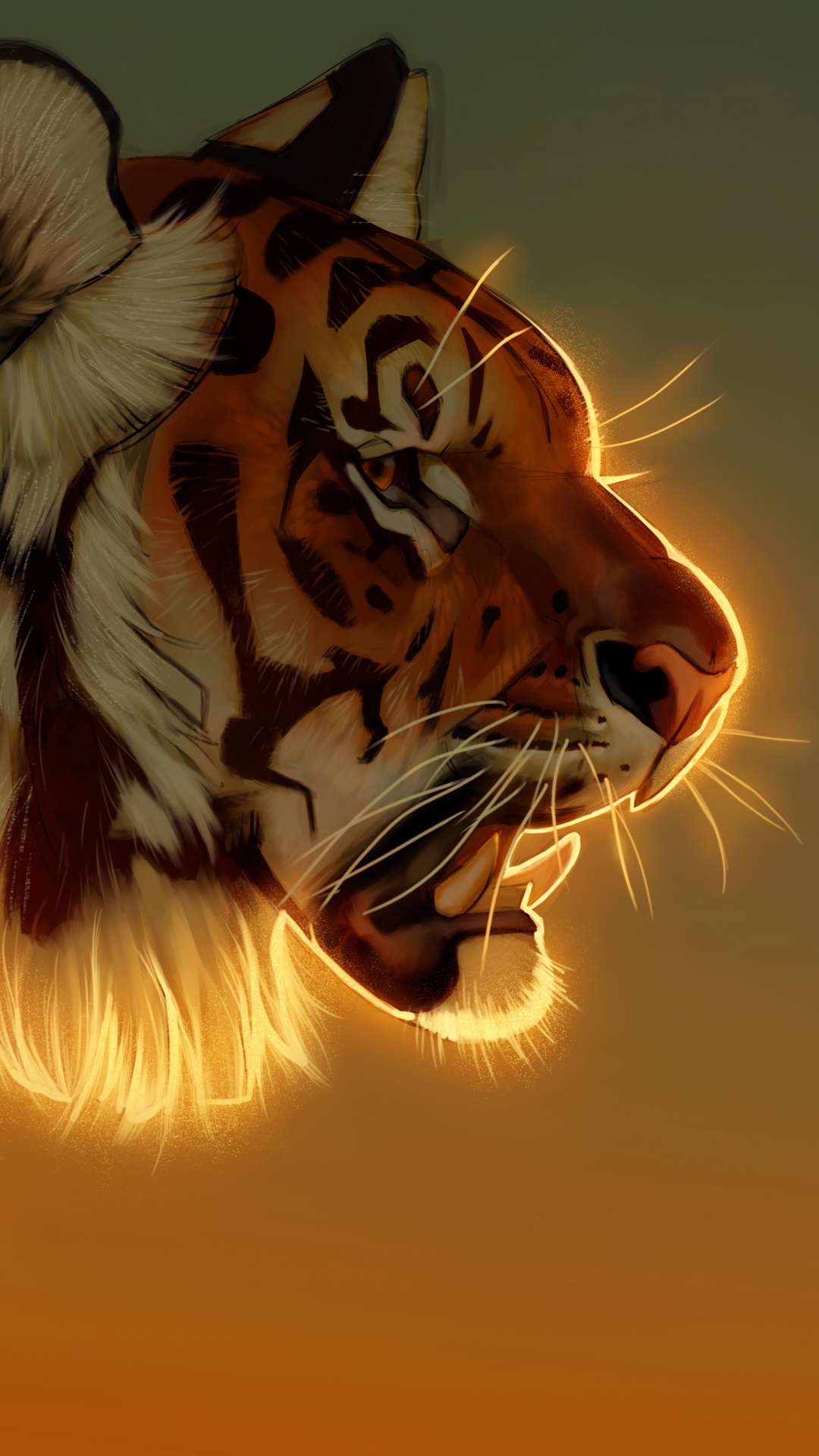 Tigre Avec Fond Clair Orange. Wallpaper in 1080x1920 Resolution