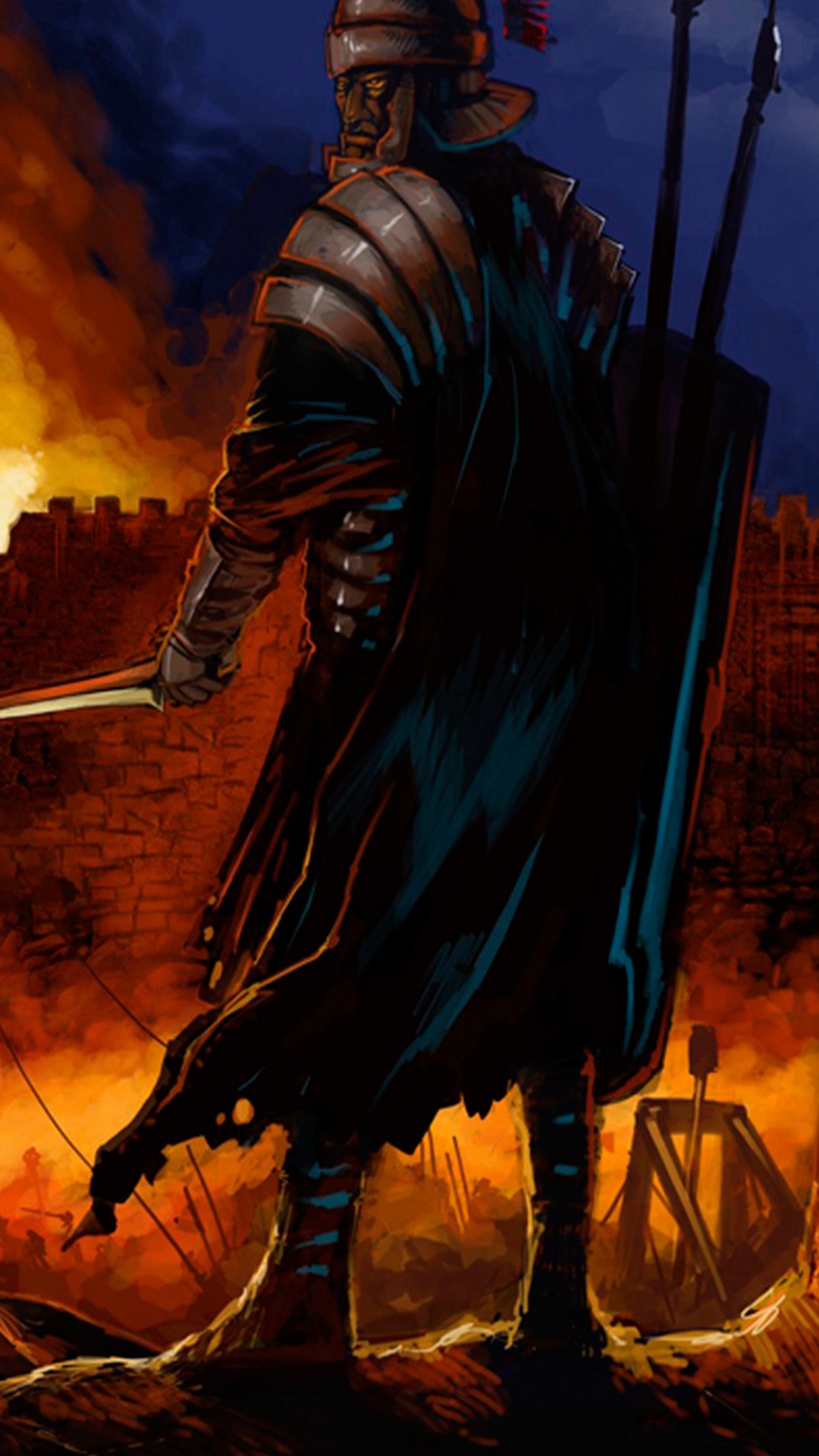 Homme en Robe Bleue Tenant Une Épée. Wallpaper in 1080x1920 Resolution