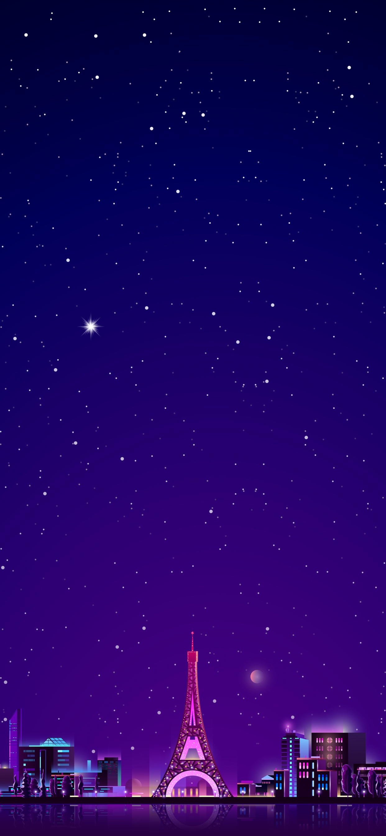 Eiffelturm, Cyberpunk, Vaporwave, Vektor-Grafiken, Nacht. Wallpaper in 1242x2688 Resolution