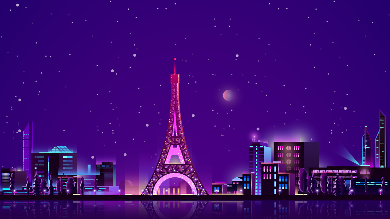 Download 1280x720 Wallpaper Tour Eiffel, Cyberpunk, Vaporwave, Graphiques Vectoriels, Nuit Tour Eiffel, Cyberpunk, Vaporwave, Graphiques Vectoriels, Nuit. Wallpaper in 1280x720 Resolution