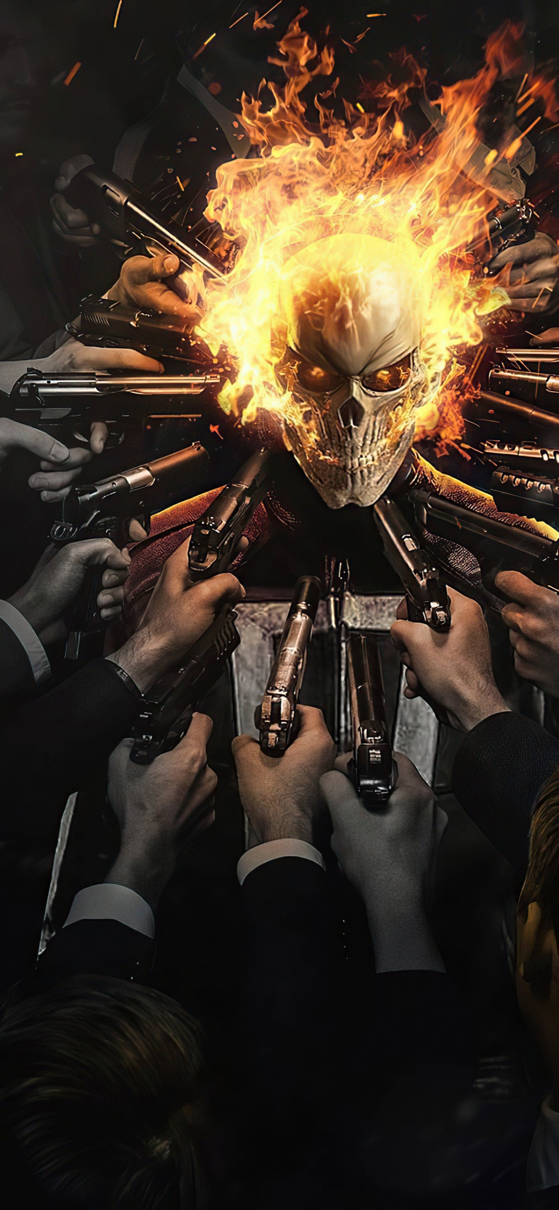 Darkness, Ghost Rider Spirit of Vengeance, Ghost Rider, Superhero, Artist. Wallpaper in 1125x2436 Resolution